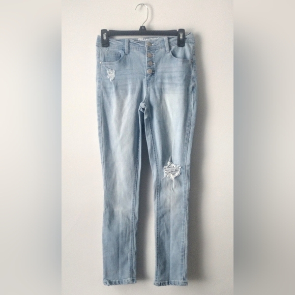 Wallflower Light Blue Distressed Jeans Size Juniors 1 - Picture 1 of 5